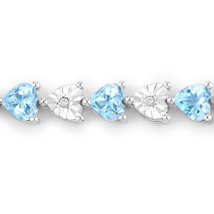Blue Topaz Tennis Bracelet Diamonds 7.6 Carats Sterling Silver
