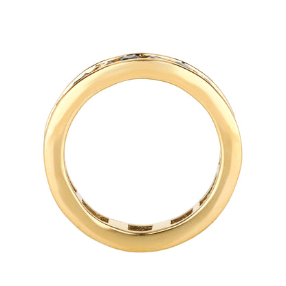 Natural Blue Sapphire Eternity Band Ring 2.86 Carats Gold Plated Silver