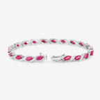 Ruby Bracelet With Diamonds 7.74 Carats 10K White Gold