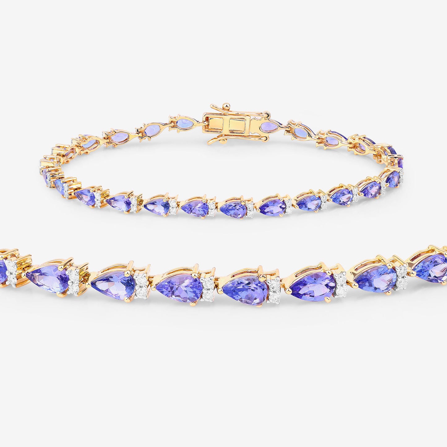 Natural Tanzanite Bracelet With Diamonds 5.62 Carats 14K Yellow Gold