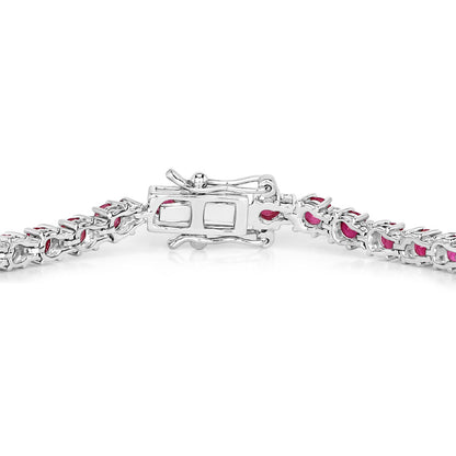 Ruby Bracelet With Diamonds 5.52 Carats 14K White Gold