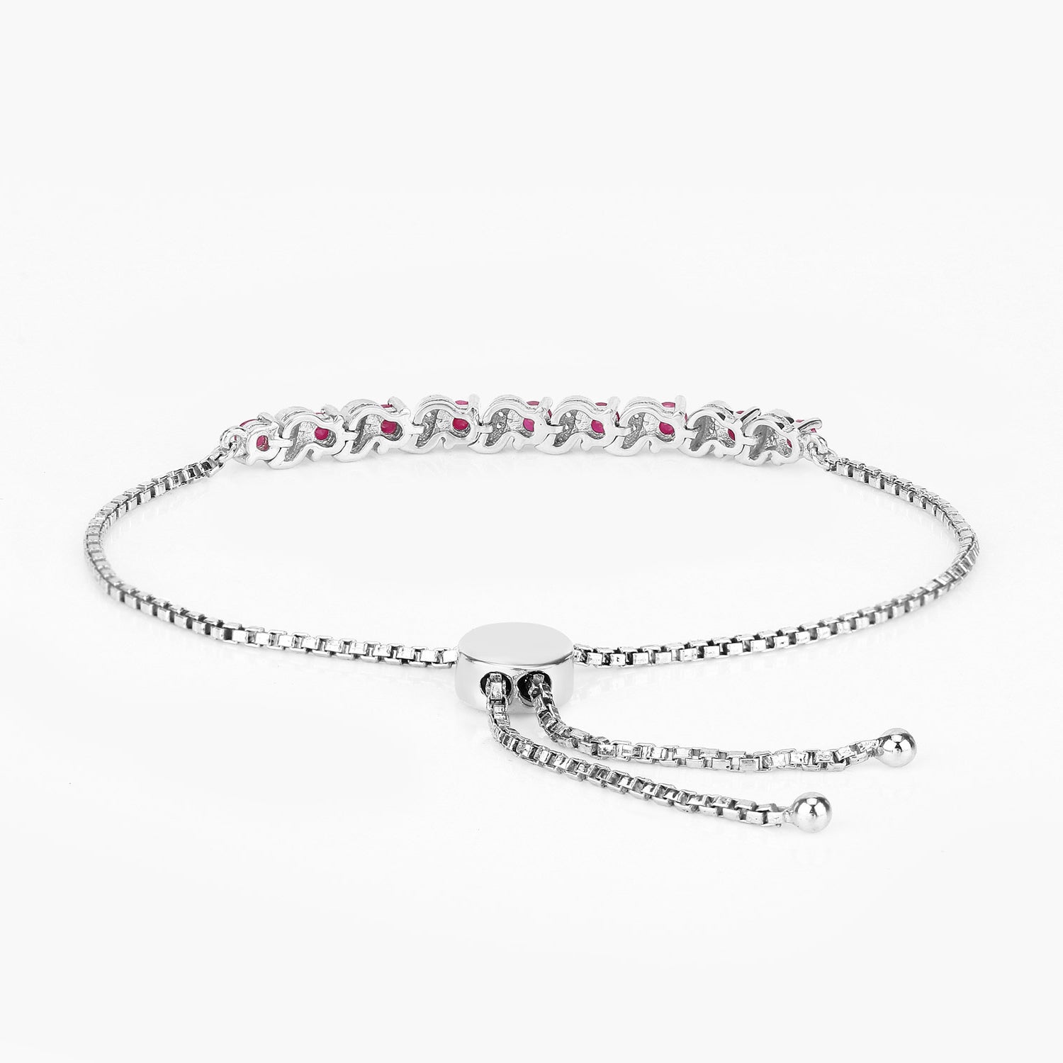 Ruby Bracelet With White Topaz 1.22 Carats Sterling Silver
