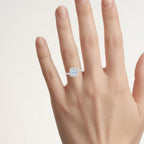 Aquamarine Ring With Diamonds 0.42 Carats 14K White Gold