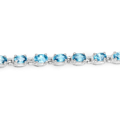 Blue Zircon Tennis Bracelet 7.9 Carats Silver