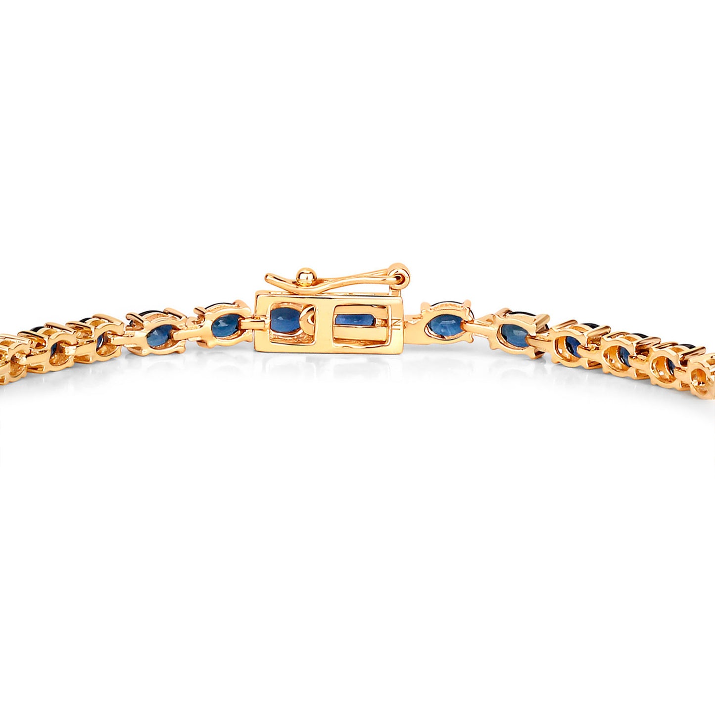 Blue Oval Cut Sapphires Bracelet Diamond Links 6.3 Carats 10K Yellow Gold