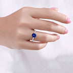 Blue Sapphire Ring With Diamonds 2.64 Carats 18K White Gold