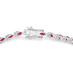Ruby Bracelet With Diamonds 6.62 Carats 14K White Gold