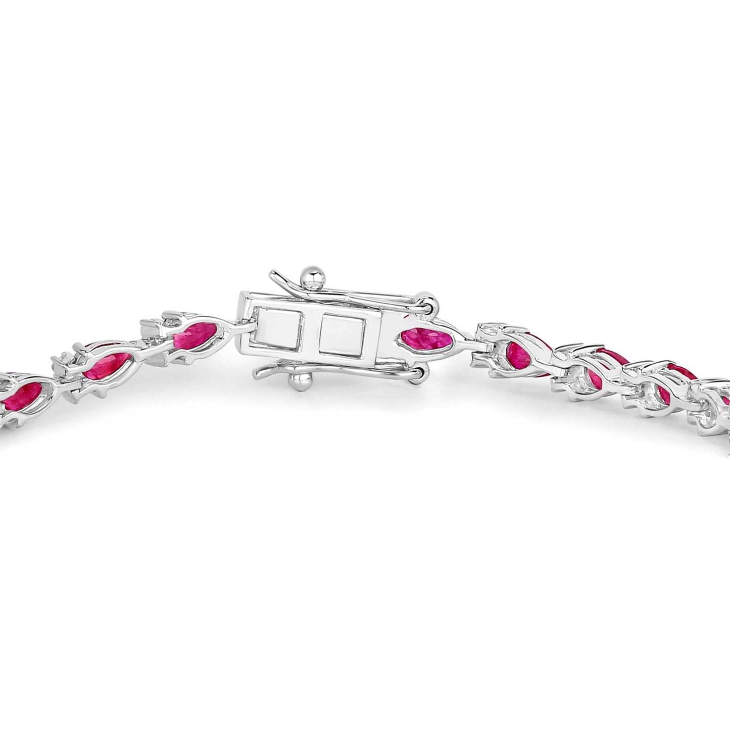 Ruby Bracelet With Diamonds 6.62 Carats 14K White Gold