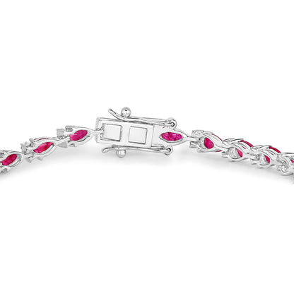 Ruby Bracelet With Diamonds 6.62 Carats 14K White Gold