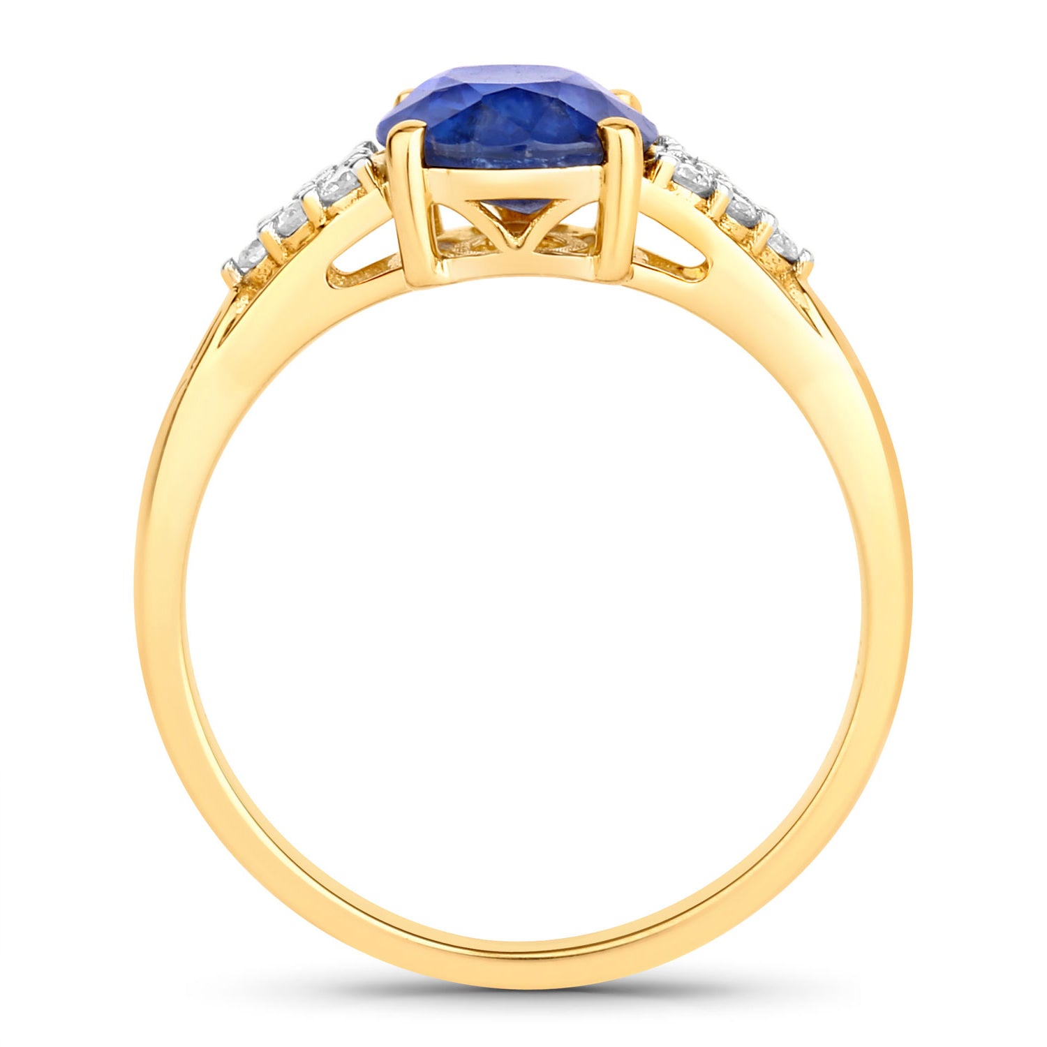 Blue Sapphire Ring With Diamonds 2.3 Carats 18K Yellow Gold