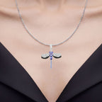 Tanzanite Dragonfly Pendant With White Zircon 1.9 Carats Sterling Silver
