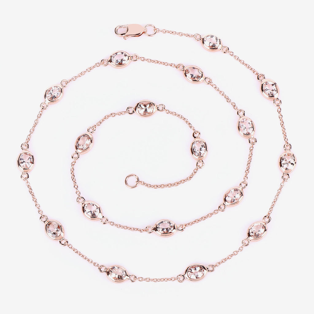 Morganite Necklace 4.84 Carats Gold Plated Silver