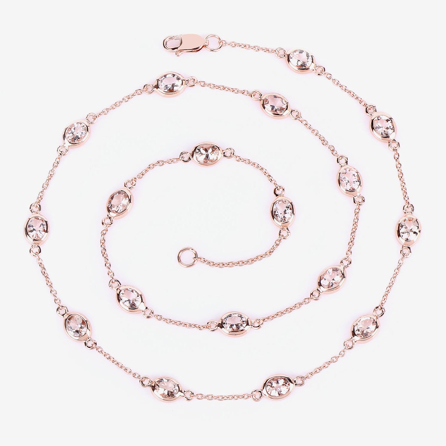 Morganite Necklace 4.84 Carats Gold Plated Silver
