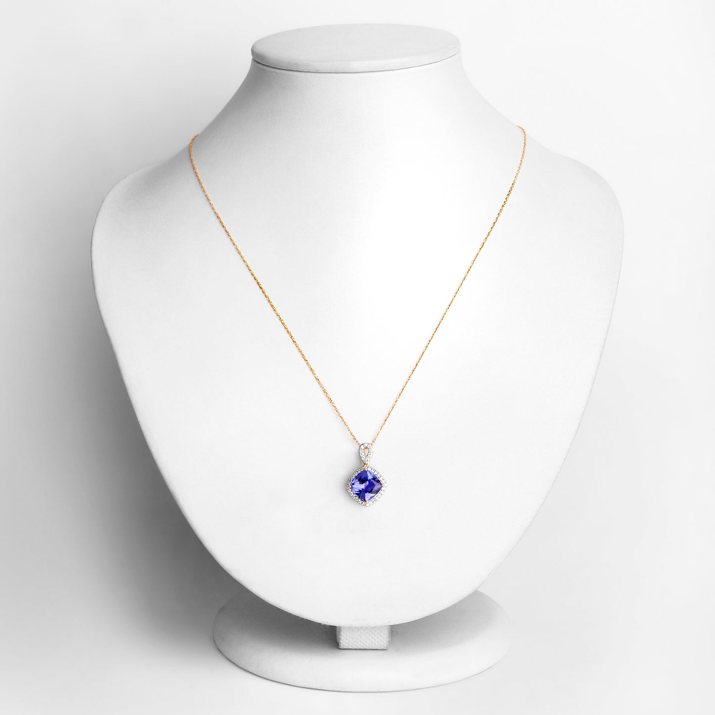 Natural Tanzanite Pendant With Diamonds 2.52 Carats 14K Yellow Gold