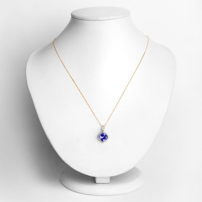 Natural Tanzanite Pendant With Diamonds 2.52 Carats 14K Yellow Gold