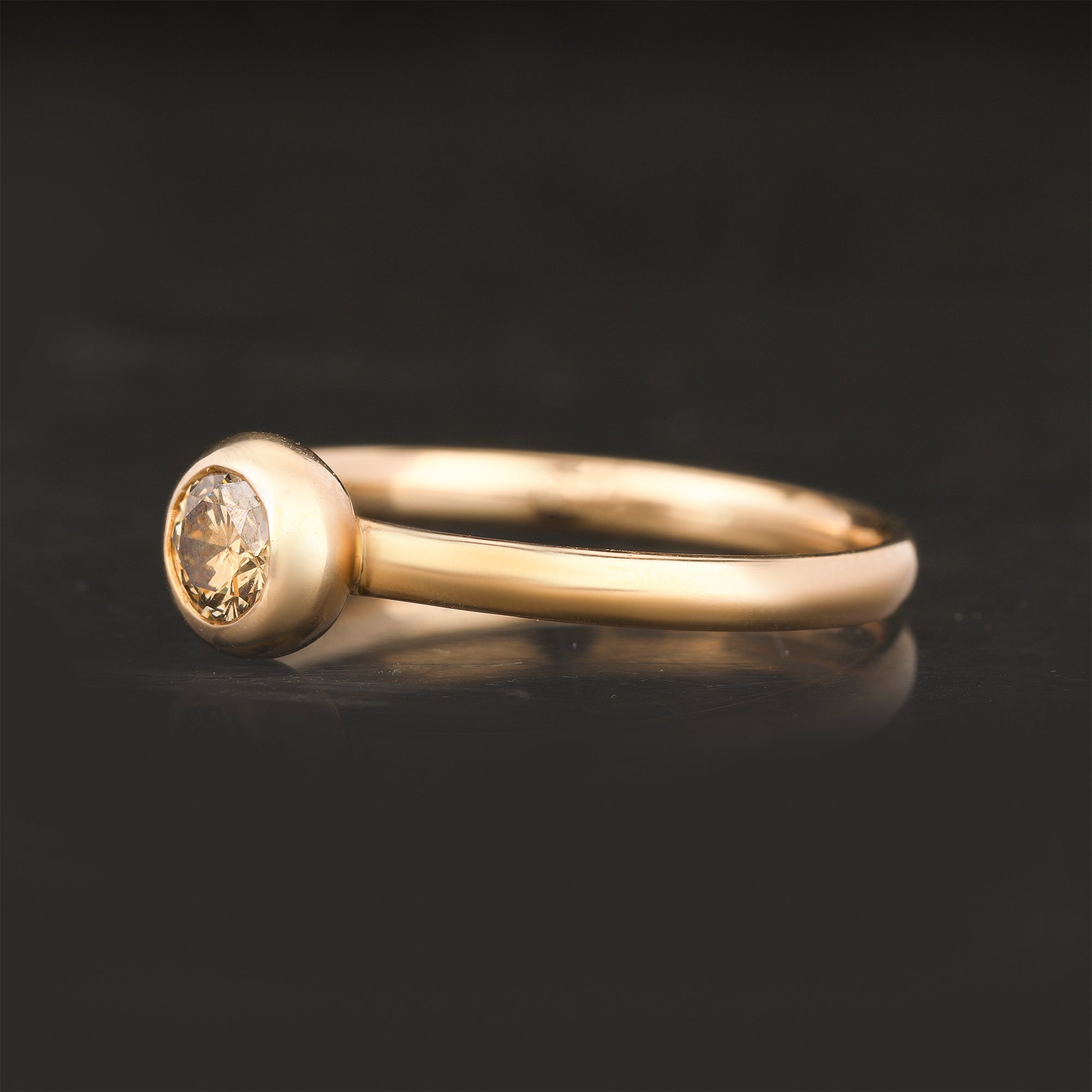 Light Brown Diamond Ring 0.33 Carats 9K Yellow Gold