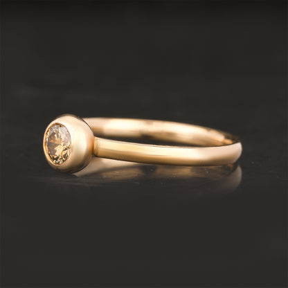 Light Brown Diamond Ring 0.33 Carats 9K Yellow Gold