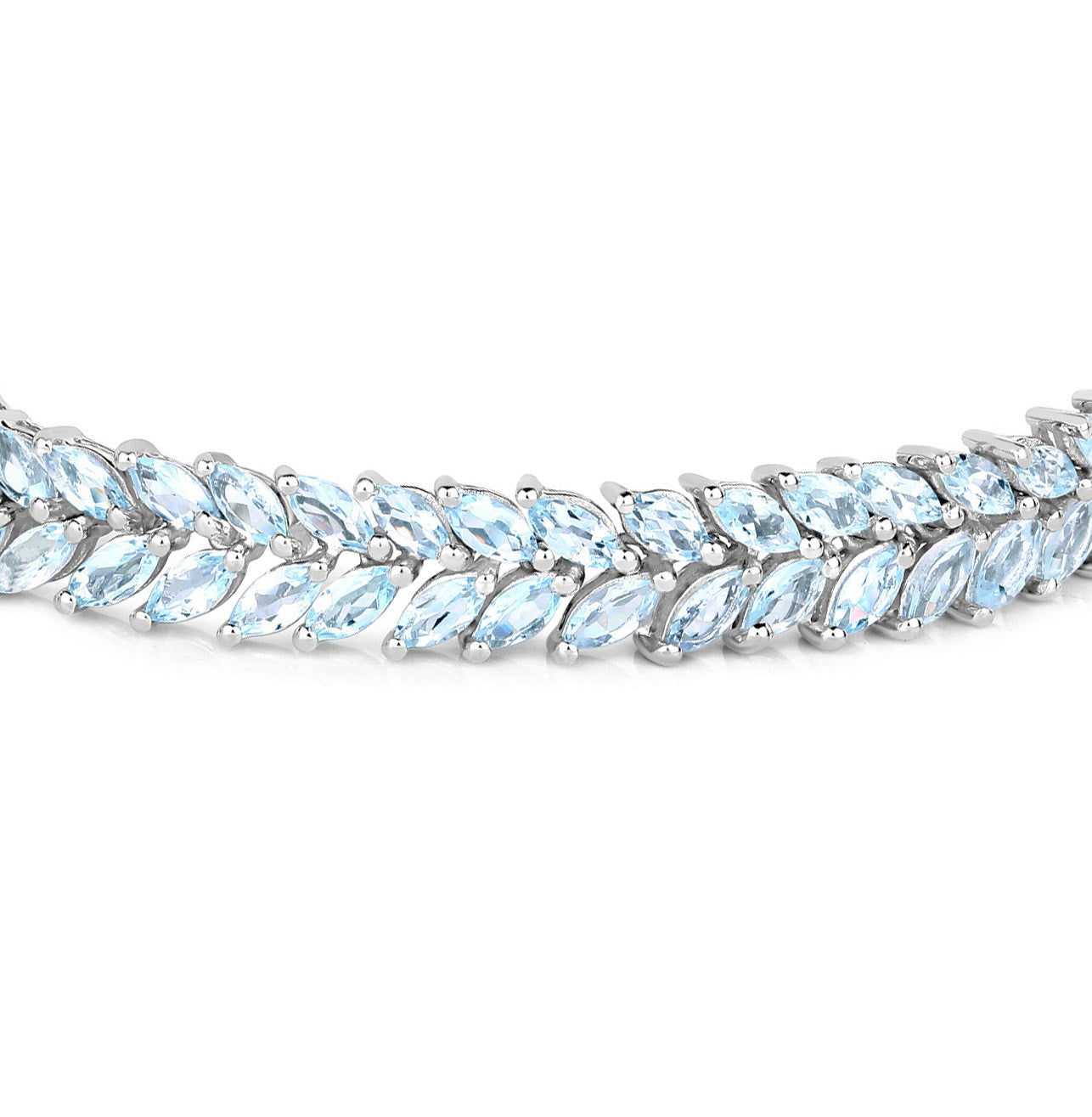Marquise Cut Aquamarine Bracelet 10.12 Carats Sterling Silver