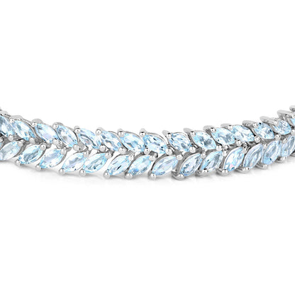 Marquise Cut Aquamarine Bracelet 10.12 Carats Sterling Silver