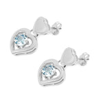 Blue Topaz Heart Earrings 1.88 Carats Sterling Silver
