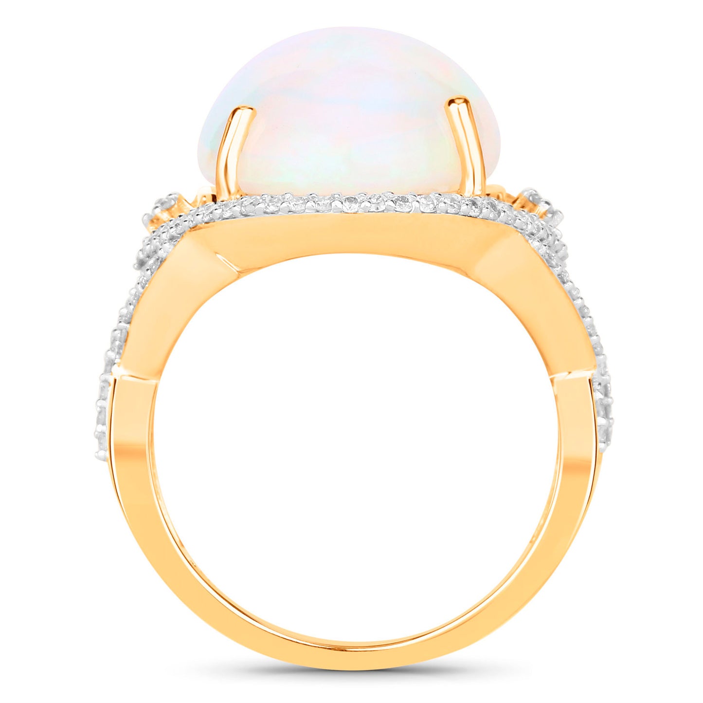 Ethiopian Opal Ring Diamonds 8.25 Carats 14K Yellow Gold