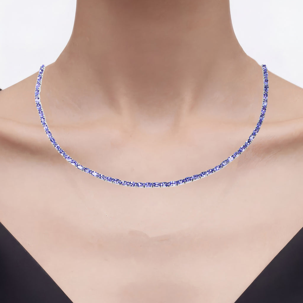 Tanzanite Necklace 21.4 Carats Sterling Silver