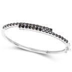 Black Diamond Bangle Bracelet 3.98 Carats Sterling Silver