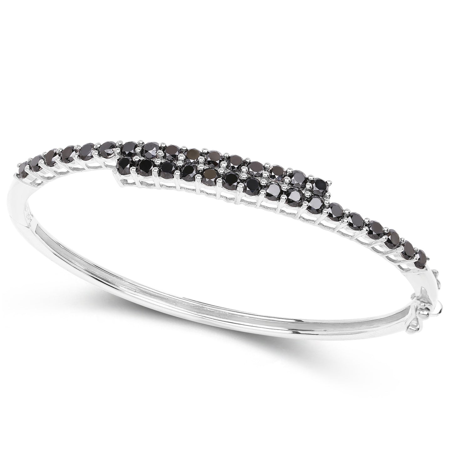 Black Diamond Bangle Bracelet 3.98 Carats Sterling Silver