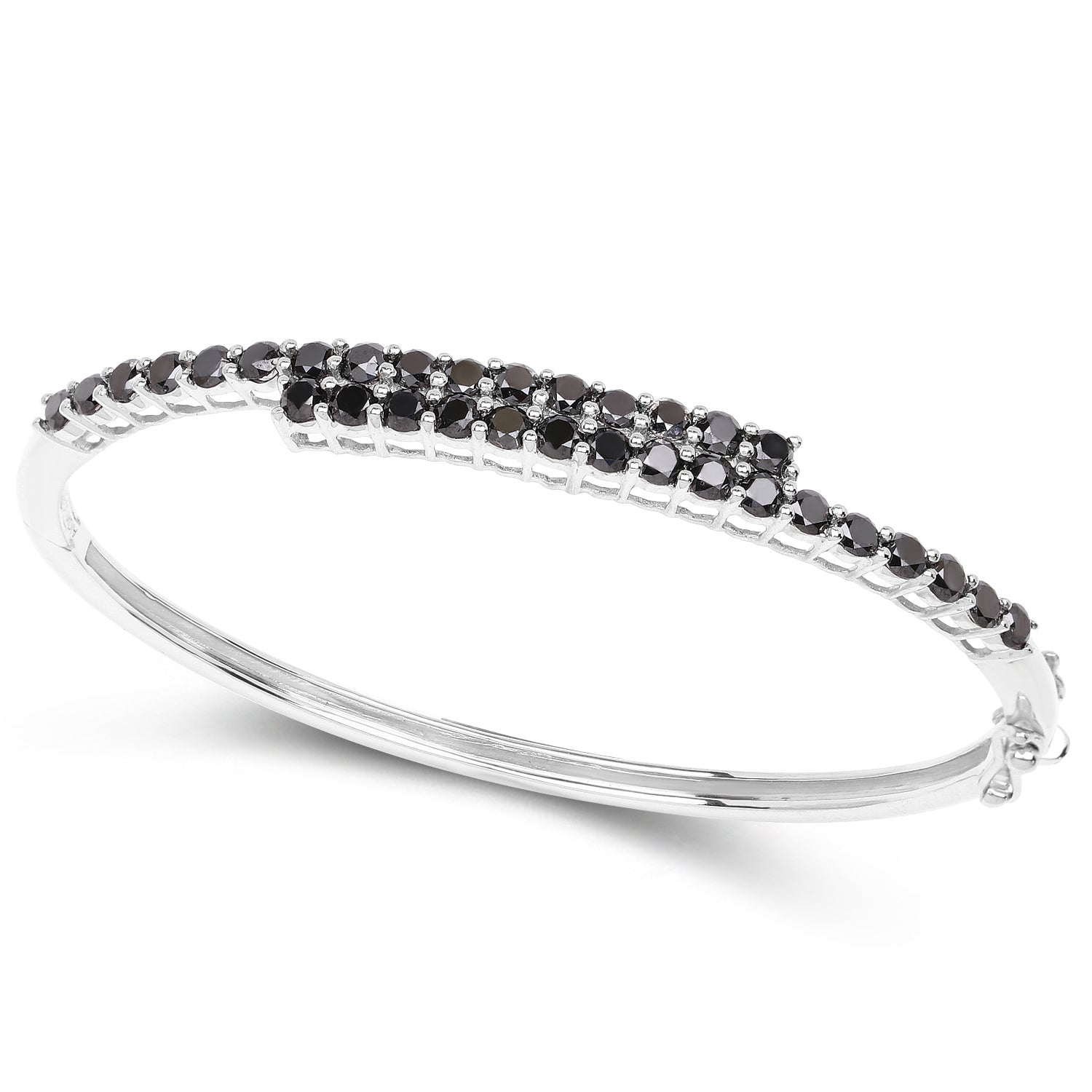 Black Diamond Bangle Bracelet 3.98 Carats Sterling Silver