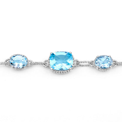 Blue Topaz Bracelet 20.7 Carats Sterling Silver