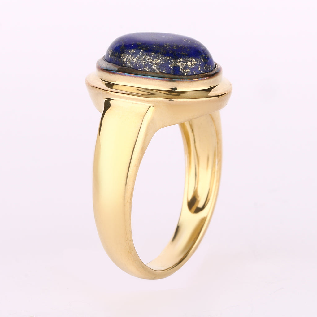 Lapis Ring 5 Carats Gold Plated Silver