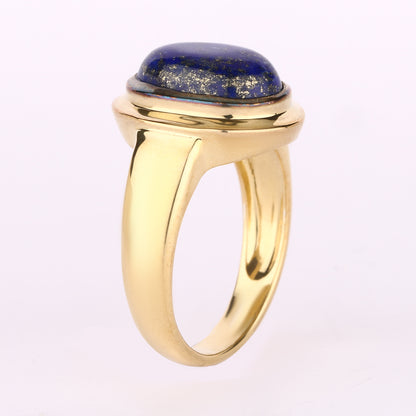 Lapis Ring 5 Carats Gold Plated Silver