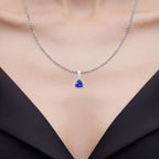 Tanzanite Pendant With Diamonds 2.74 Carats 14K White Gold