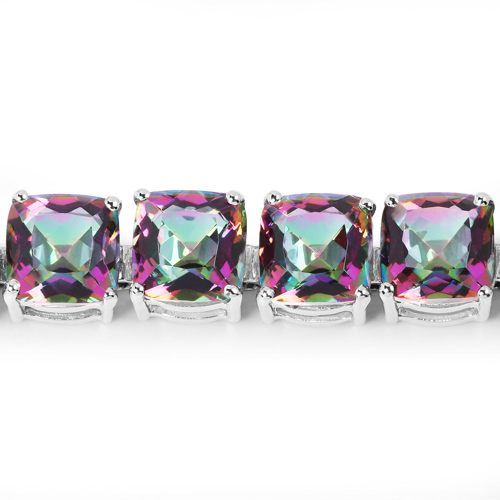 Rainbow Quartz Tennis Bracelet 48.9 Carats Sterling Silver