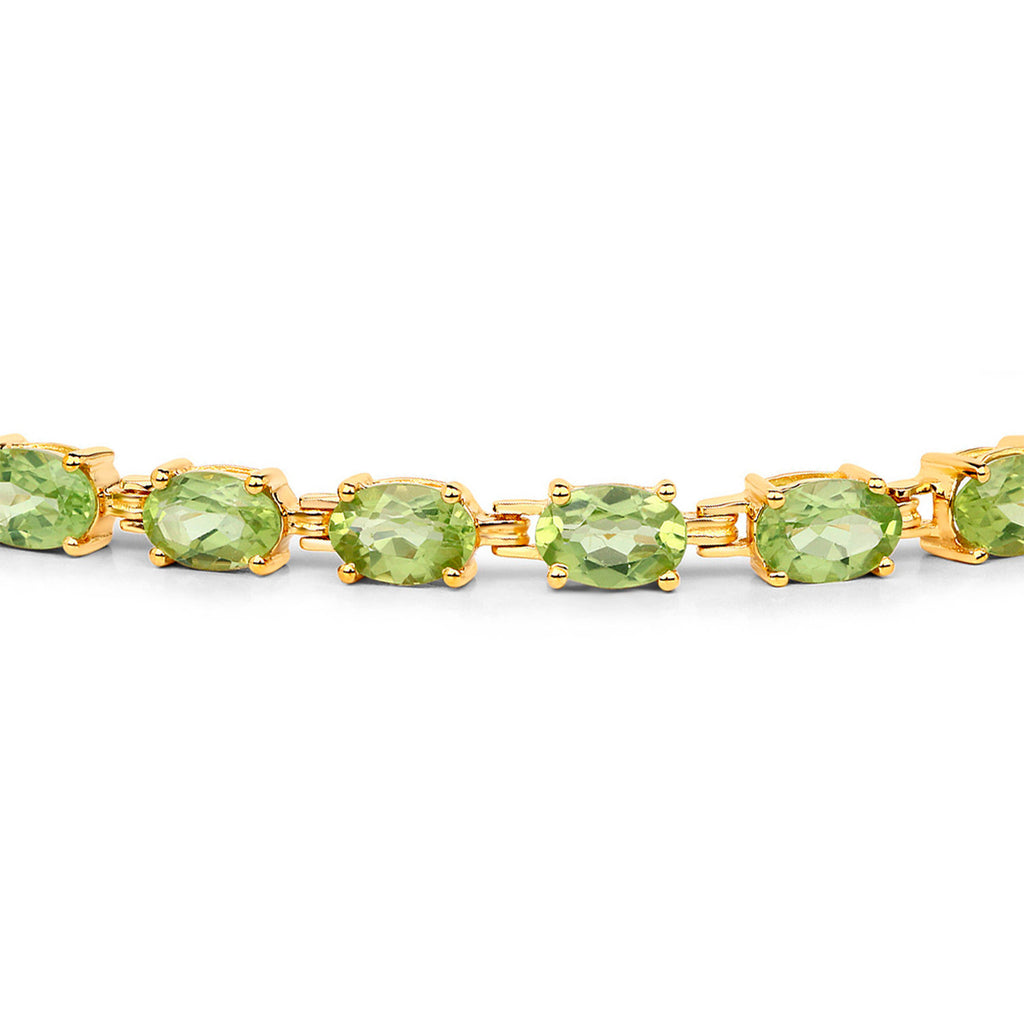 Peridot Tennis Bracelet 9.02 Carats Gold Plated Silver