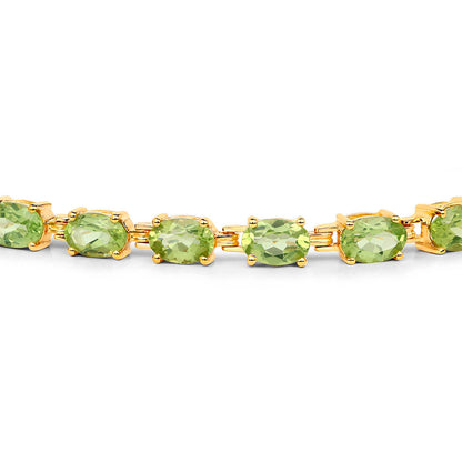 Peridot Tennis Bracelet 9.02 Carats Gold Plated Silver