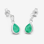 Zambian Emerald Earrings With Diamonds 1.32 Carats 10K White Gold
