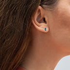 Blue Sapphire Stud Earrings 0.78 Carats 14K White Gold