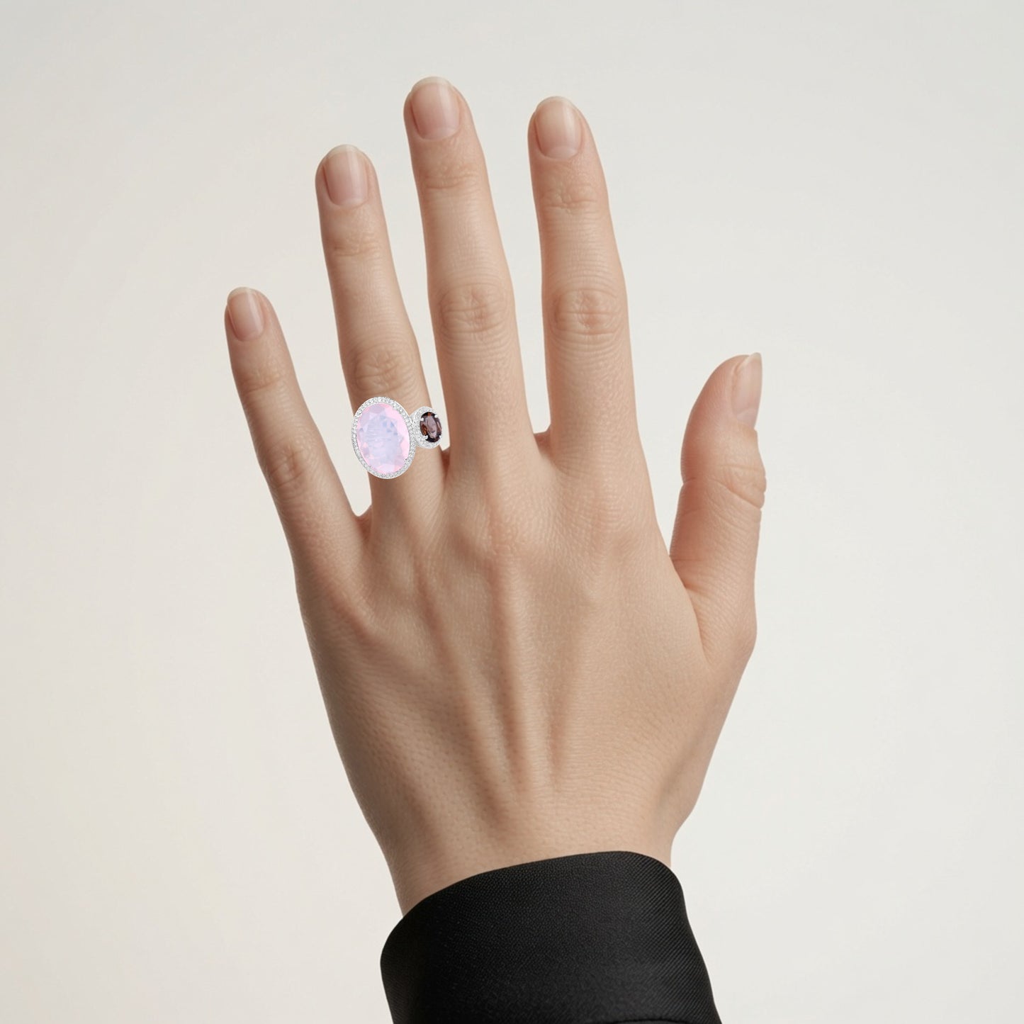 Multicolor Quartz Ring With White Topaz 8.22 Carats Sterling Silver