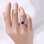 Blue Sapphire Ring With Diamonds 2.64 Carats 18K White Gold