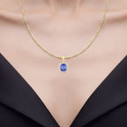 Tanzanite Pendant With Diamonds 3.04 Carats 14K Yellow Gold