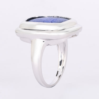 Lapis Ring 14.06 Carats Sterling Silver