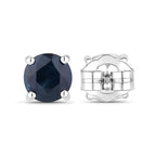 Blue Sapphire Stud Earrings 1.28 Carats 14K White Gold