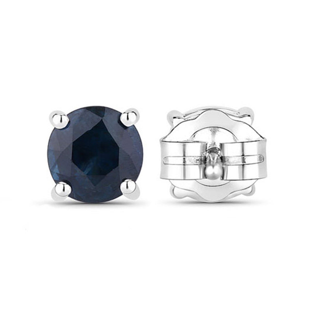 Blue Sapphire Stud Earrings 1.28 Carats 14K White Gold