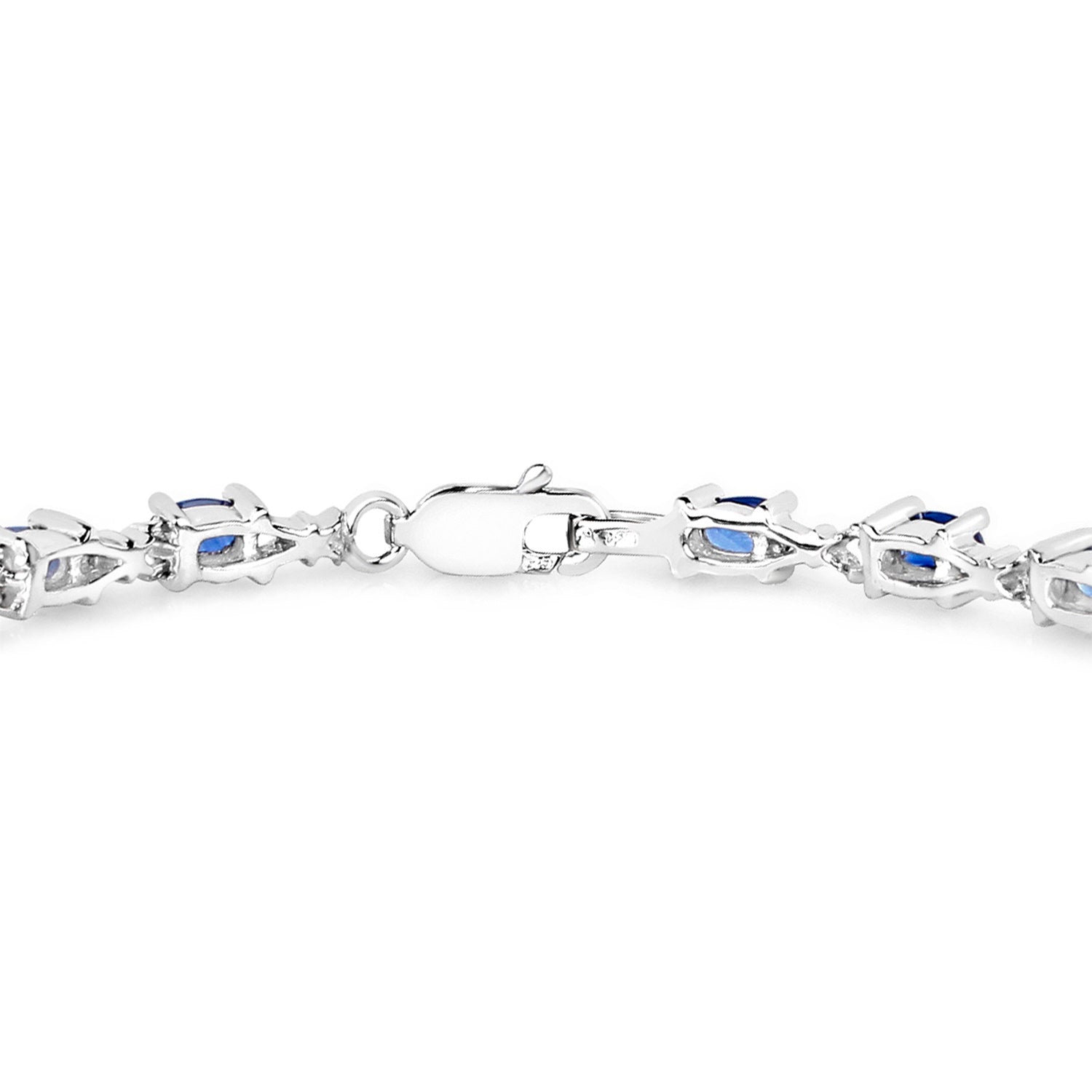 Blue Sapphire Tennis Bracelet 4.16 Carats Sterling Silver