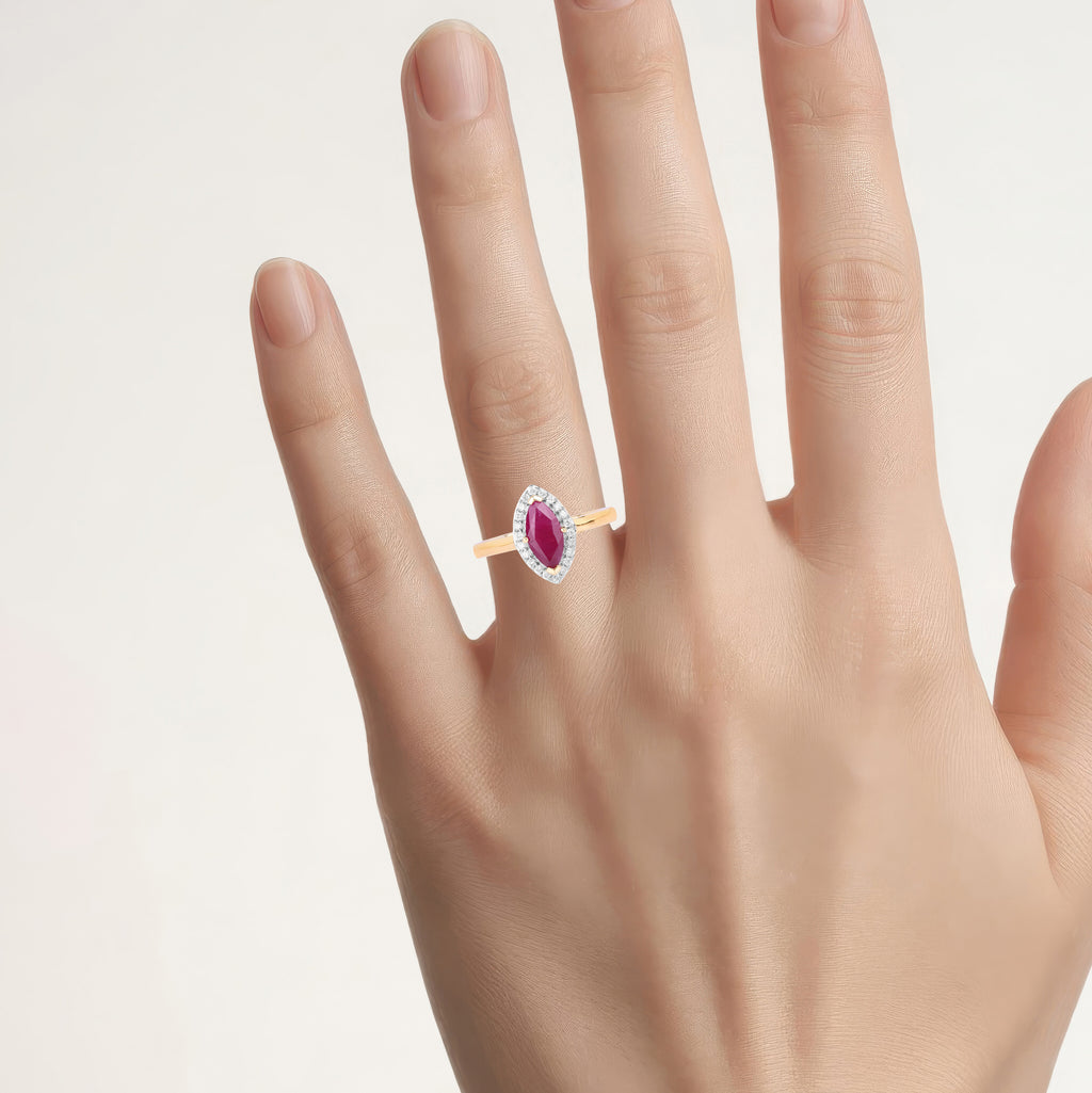 Ruby Ring With Diamonds 1.54 Carats 14K Yellow Gold