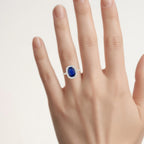 Blue Sapphire Ring With Diamonds 3.38 Carats 18K Yellow Gold