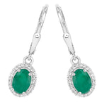 Natural Emerald Earrings With White Topaz 1.68 Carats Sterling Silver
