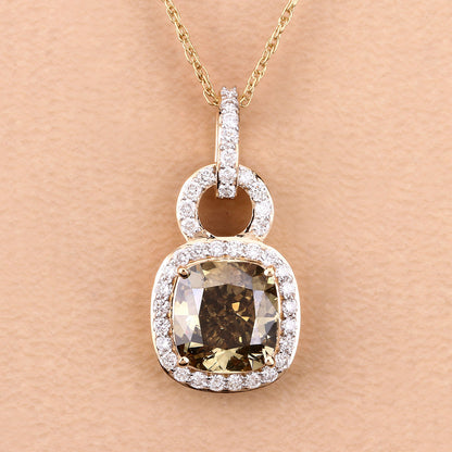 IGI Certified Brown Diamond Pendant With Diamond 2.81 Carats 18K Yellow Gold