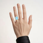 Larimar Ring 9.08 Carats Gold Plated Silver